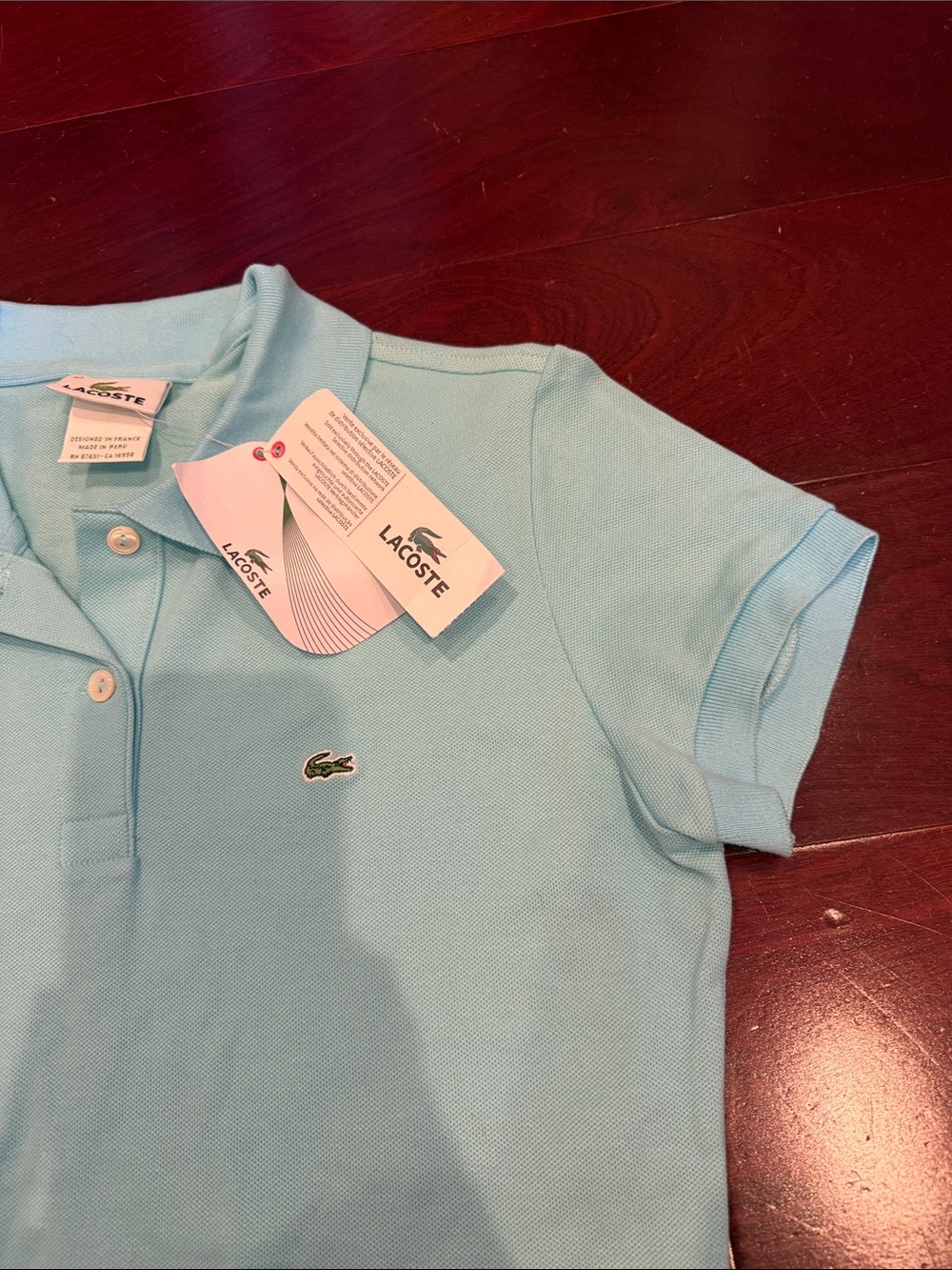 Lacoste Fitted Blue Short Sleeve Polo NWT - Picture 3 of 7